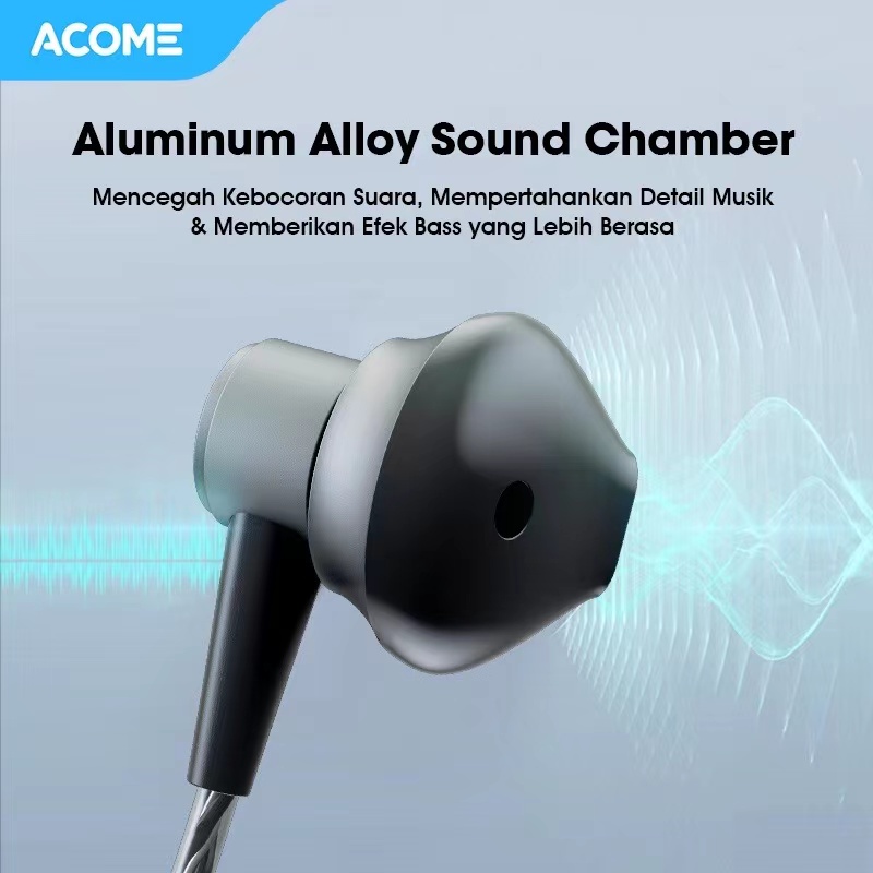 Acome Wired Earphone Headset AluminumAlloy Garansi Resmi 1 thn AW08