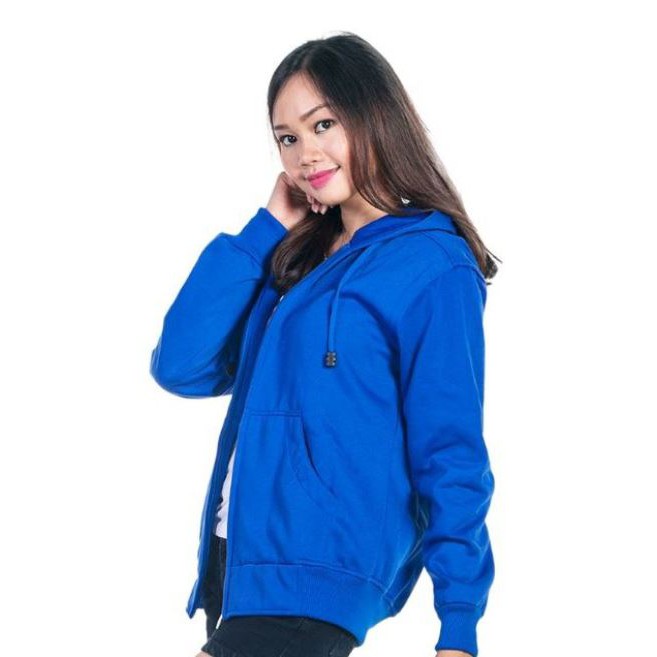 Jaket Sweater Hoodie Wanita Oversize Outerwear Pakaian Sweatshirt Korean Style Hudie Cewek WEST VIRG-biru tua