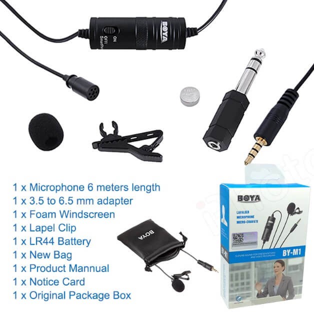 Boya BY-M1 Clip-On Lavalier Microphone for DSLR/Digital Camera/Mirrorless/Smartphone/PCBoya BY-56942