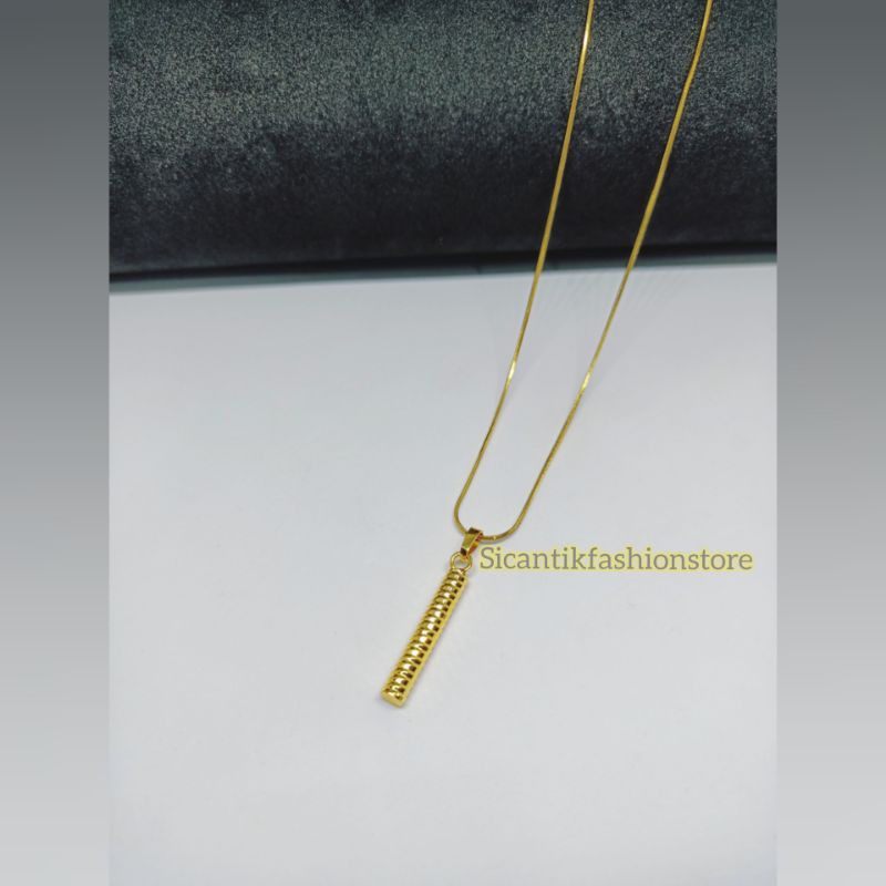 kalung titanium liontin bambu fashion wanita terlaris anti Karat tidak luntur liontin bambu titanium