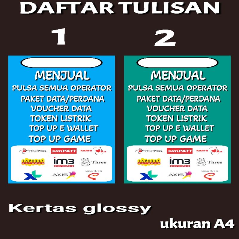 

DAFTAR TULISAN JUAL PULSA DI KONTER DAN PHONCEL P1