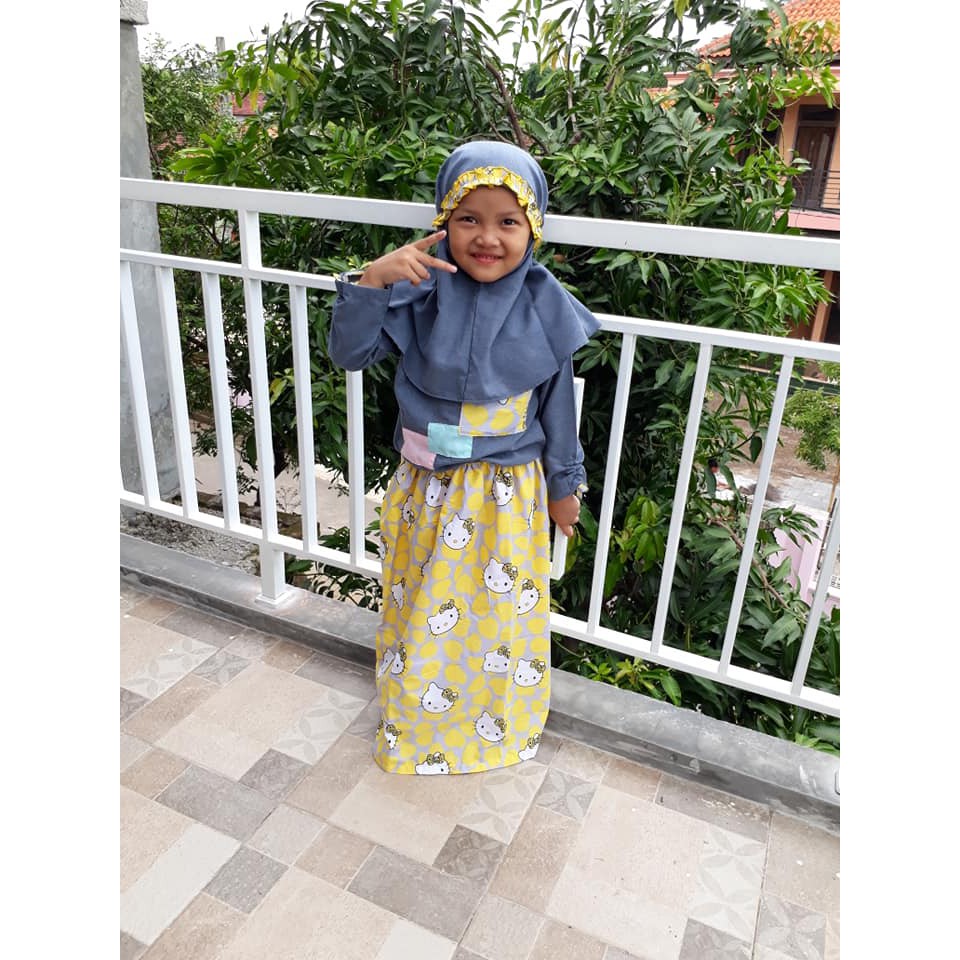 2-9 tahun setelan rok anak alina  set hijab