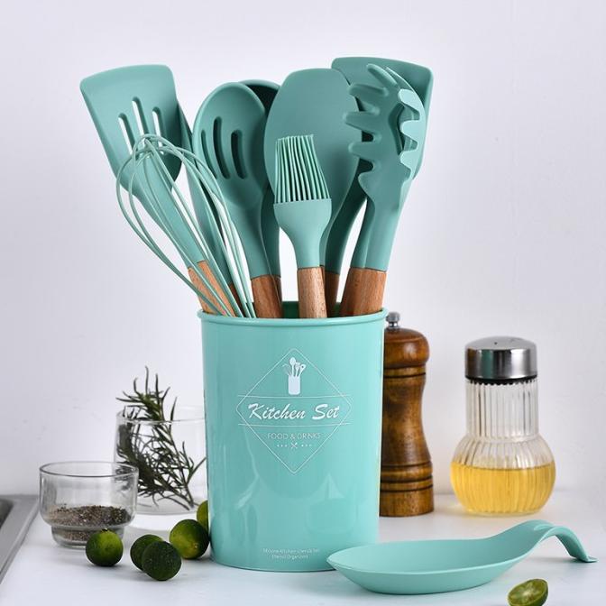 KITCHEN SET Silicone Utensil Set 11 Peralatan Spatula Silikon Sutil