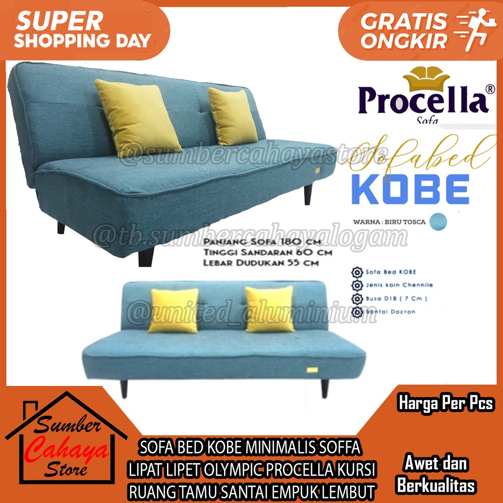 SOFABED PROCELLA KOBE MINIMALIS SOFFA SOFA BED BANTAL SOPA LIPAT LIPET OLYMPIC NGOPI COFFE KURSI RUA