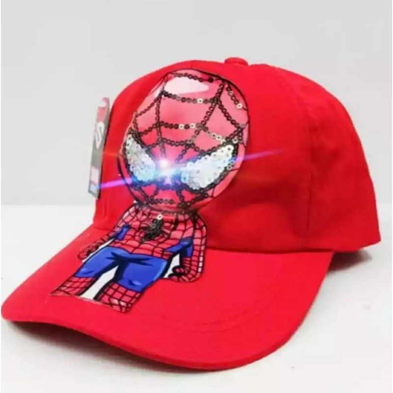 topi spiderman led bisa menyala