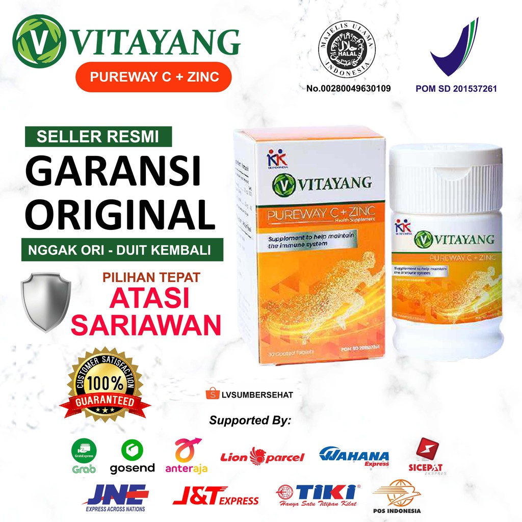 Vitayang Pureway C + Zinc (30 Tablet @500mg) Vitamin C Obat Sariawan
