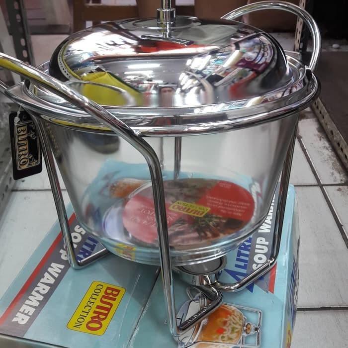 Pemanas Kaca Pyrex Merk Bistro 4Liter/ Soup Warmer/Panci Kaca Sop