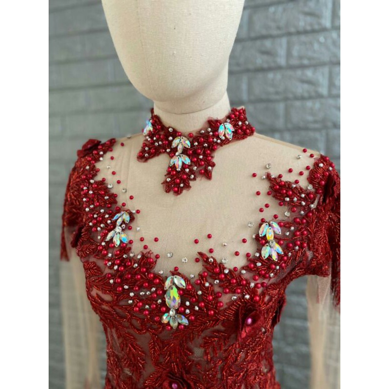 Atasan Kebaya Merah / Kebaya atasan Merah / kebaya wisuda Merah / Kebaya Pernikahan Merah