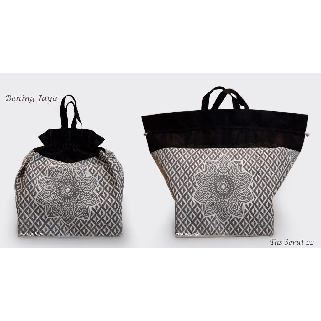 

Tas Hajatan Goodie Bag Serut 22 FT Atas Hitam Bawah Putih
