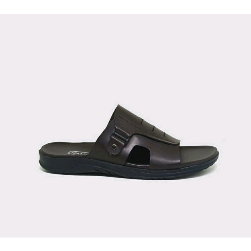 Sandal Kulit Pria Klasik L-ZIO Black Leather Size 38-44 Sendal Cowok Kasual