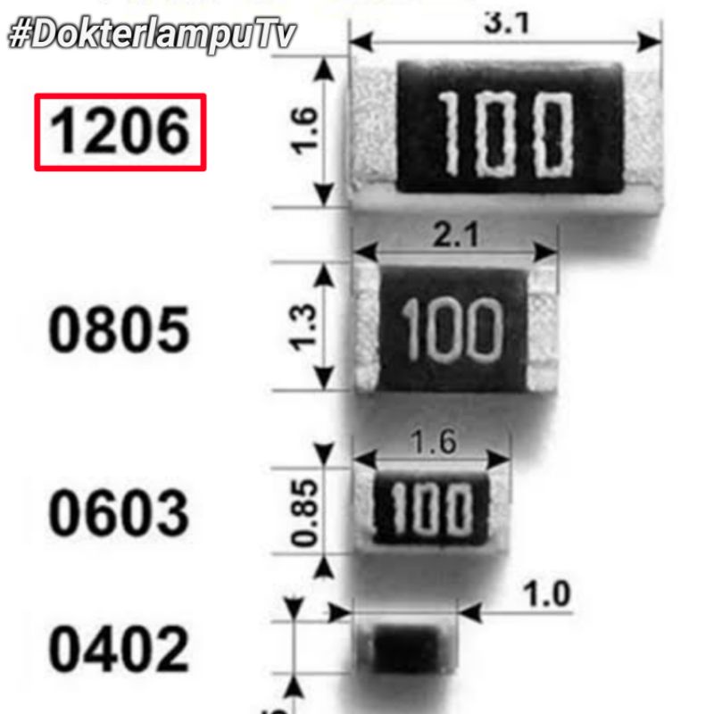 50PCS RESISTOR SMD 1206 1 ohm 1,8 ohm 2,2 ohm 10 ohm 15 ohm 22 ohm 43 ohm 680k