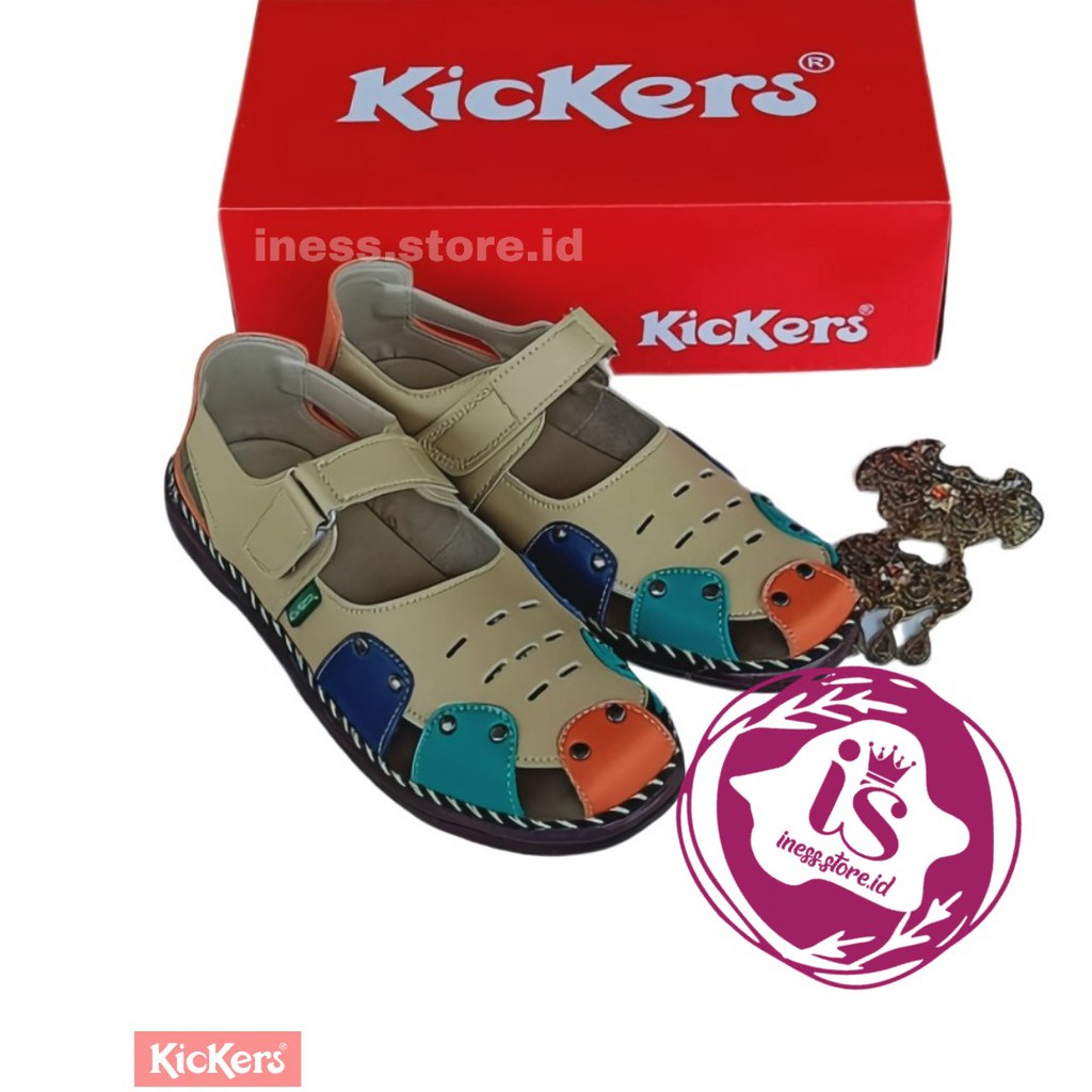 SEPATU WANITA KICKERS PREMIUM TERBARU KREM-TAN KODE LRS-4 MURAH GROSIR