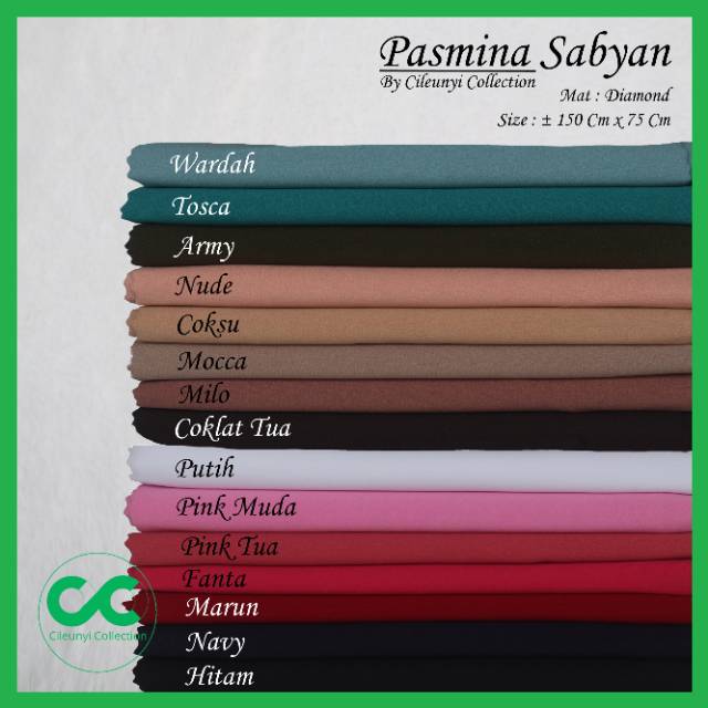 ✅ Original Pashmina Sabyan by Cileunyi Collection Pasmina Diamond Creepe Nissa Saby Ukuran 150  x 75