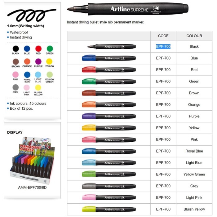 

SPIDOL PERMANEN / PERMANEN MARKER / SUPREME PERMANENT ARTLINE EPF-700