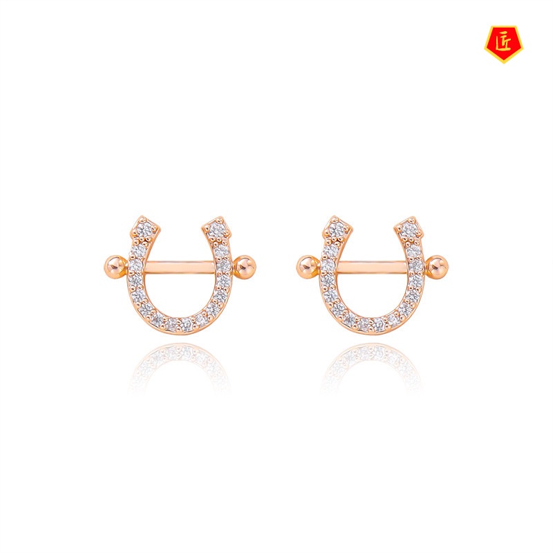 [Ready Stock]Women's S925 Silver Horseshoe Stud Earrings Simple Fashion