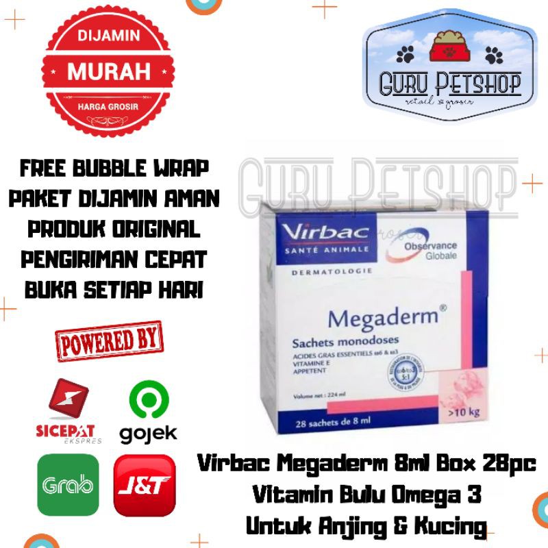 Virbac Megaderm 8ml Box isi 28 / Vitamin Bulu Megaderm 8ml Vitamin Bulu Anjing Kucing