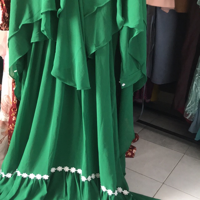 Gamis ceruty mewah warna hijau botol
