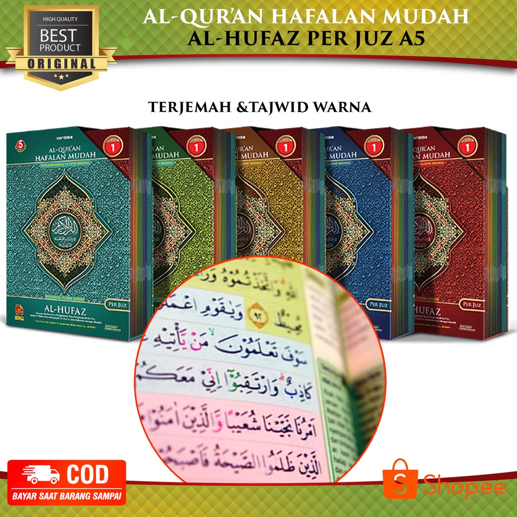 COD Mushaf Al Quran Al Hufaz Perjuz A5 Hafalan Mudah Terjemah Tajwid Warna 30 Juz Khat Utsmani Alqur