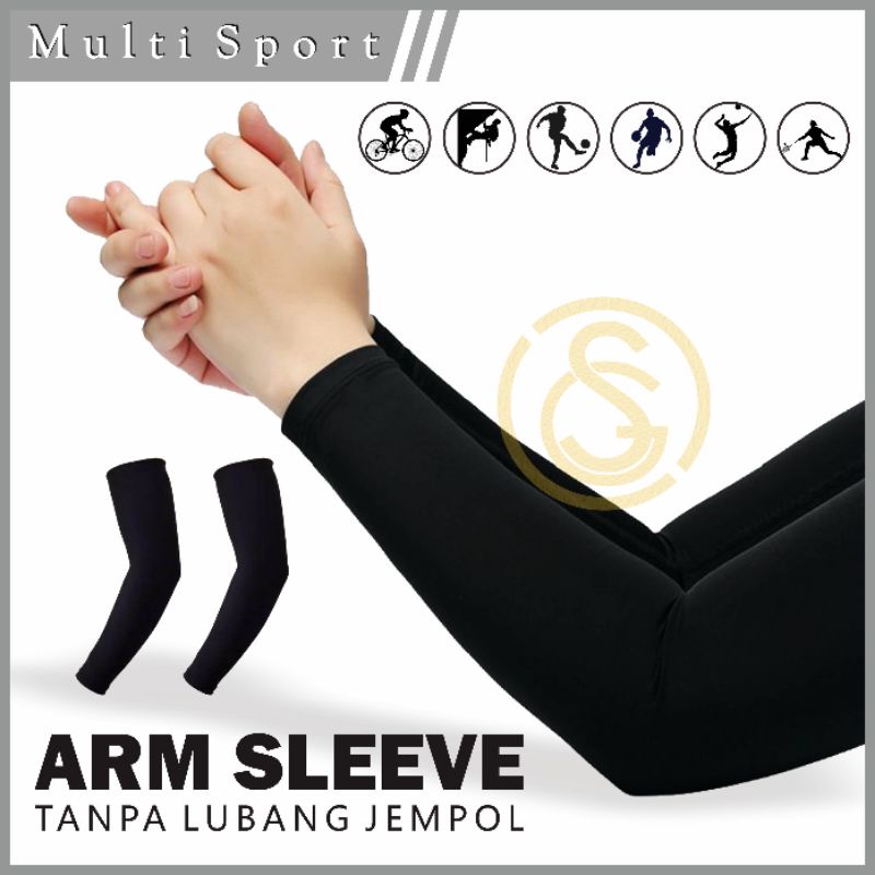 Stoking tangan manset tangan hitam arm sleeve handshock hitam logo