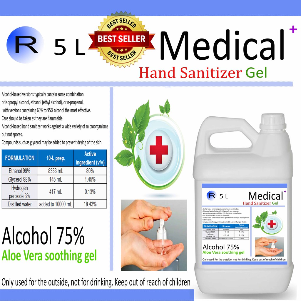 Hand sanitizer Kesehatan Medical 5 Liter Gel anti virus antiseptik tidak lengket