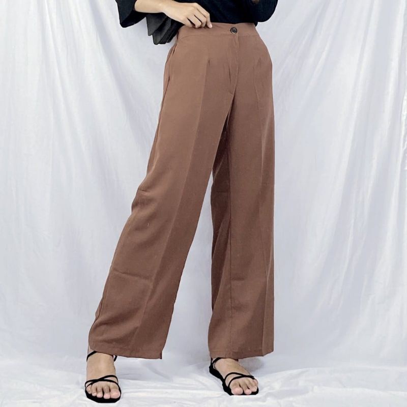 CELANA AURELA Long pants panjang wanita daily polos basic kantor kerja kulot casual hitam coklat ung