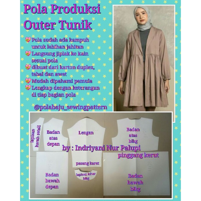 Pola Produksi outer 08 / Pola blazer / Pola baju / pola cardigan