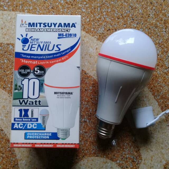 Lampu bohlam led emergency mitsuyama genius 10 watt