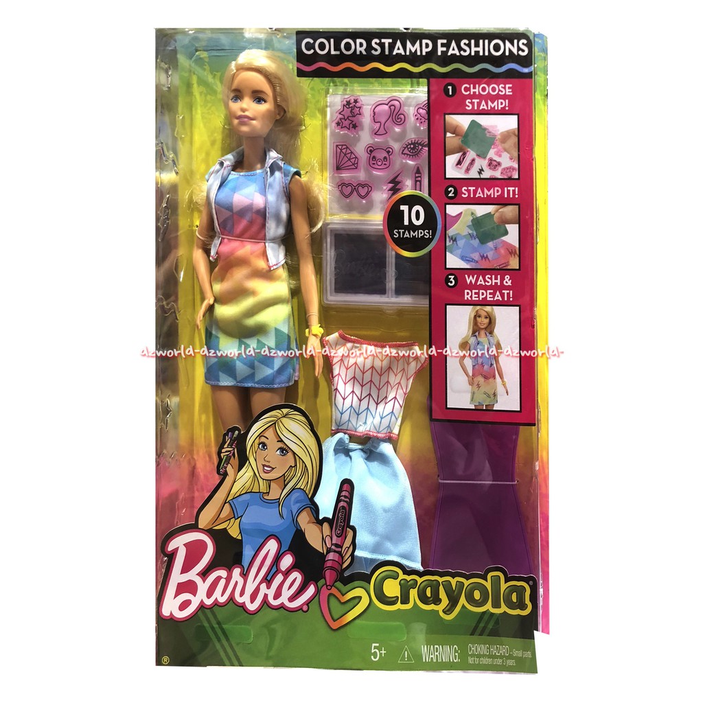Barbie Color Stamp Fashion Mainan Boneka Barbie Crayola Design Baju Berbie