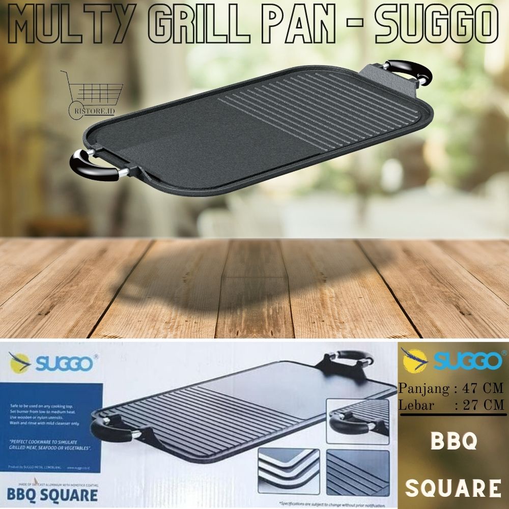 Multi Grill Pan / Wajan / Alat Panggang Daging BBQ Serbaguna Anti Lengket SUGGO / Multi Grill Pan BBQ Suggo