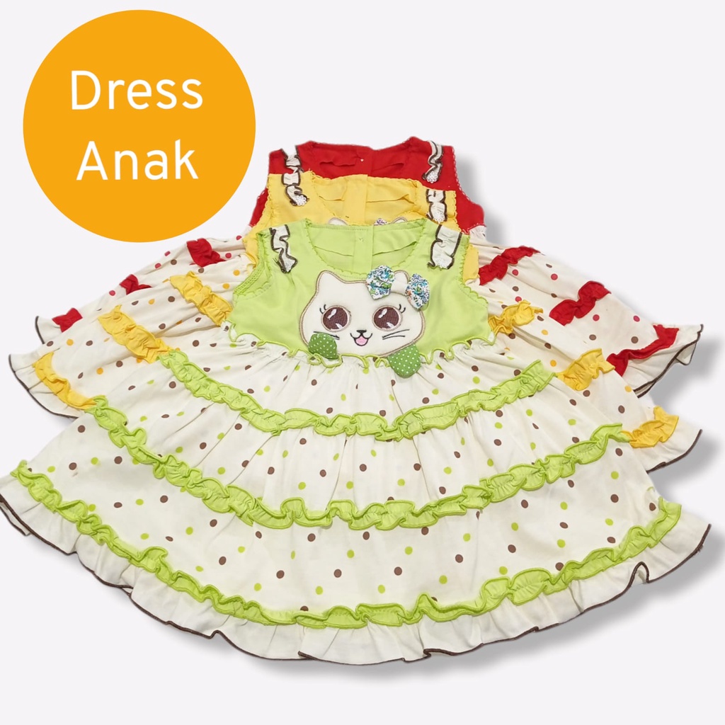 Setelan Dress Anak 3-18 Bulan Bordir Boneka