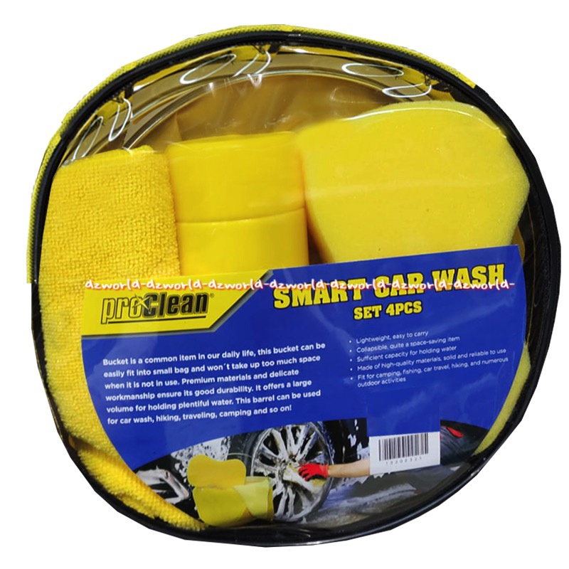 Proclean Smart Car Wash Set 4pcs Sponge Kanebo Ember Pembersih Cuci Mobil Pro Clean Bisa Ember Bisa Dilipat Untuk Travelling Proclin