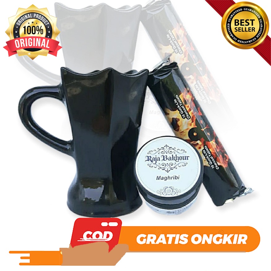 Paket Bukhur Maghribi Komplit Arang Magic Prapen Keramik Paket 3in1