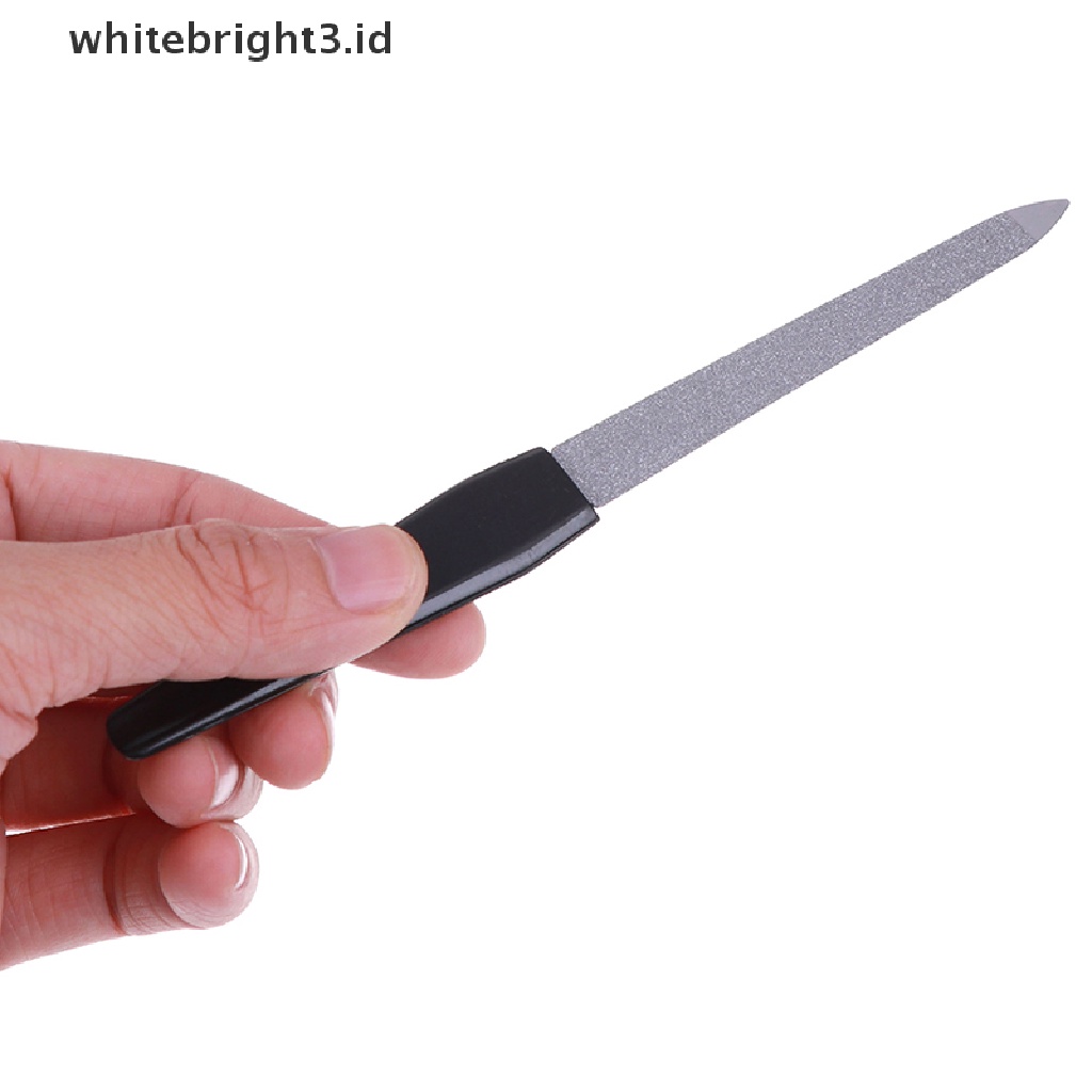 (whitebright3.id) 1pc Kikir Kuku Dua Sisi Bahan Stainless Steel Untuk Manicure / Pedicure