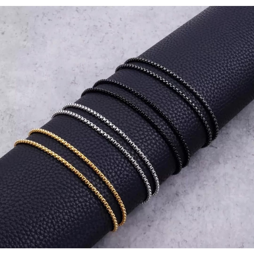 KALUNG TITANIUM ROLLO EMAS/HITAM/SILVER PRIA DAN WANITA MODEL ROLLO TERLARIS TERMURAH