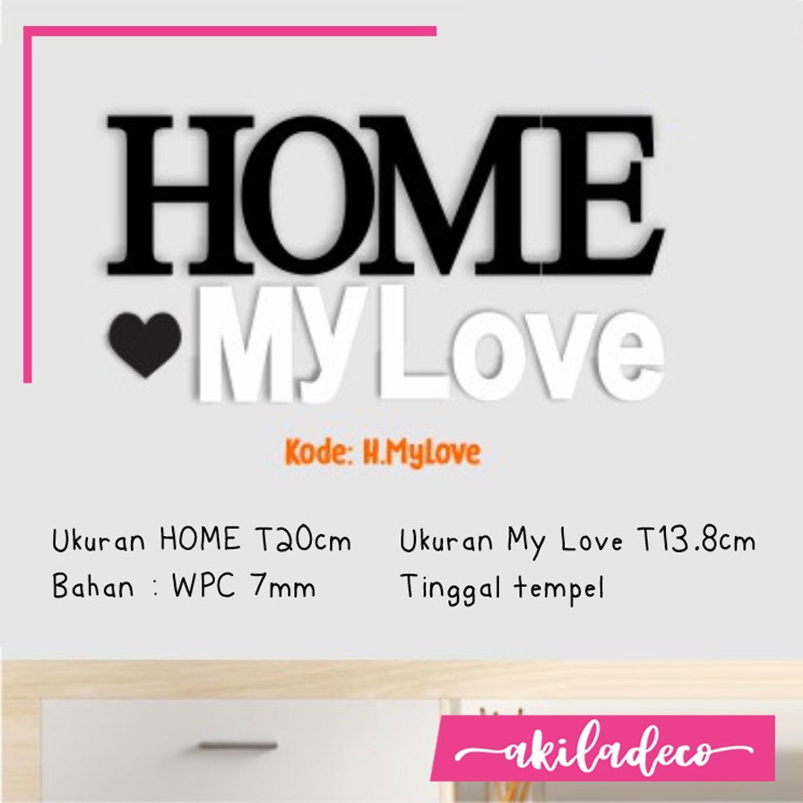 Hiasan dinding Aesthetic Huruf Kayu Home My ❤ Love Dekorasi Ruang Tamu wall decor estetik Pajangan Rumah