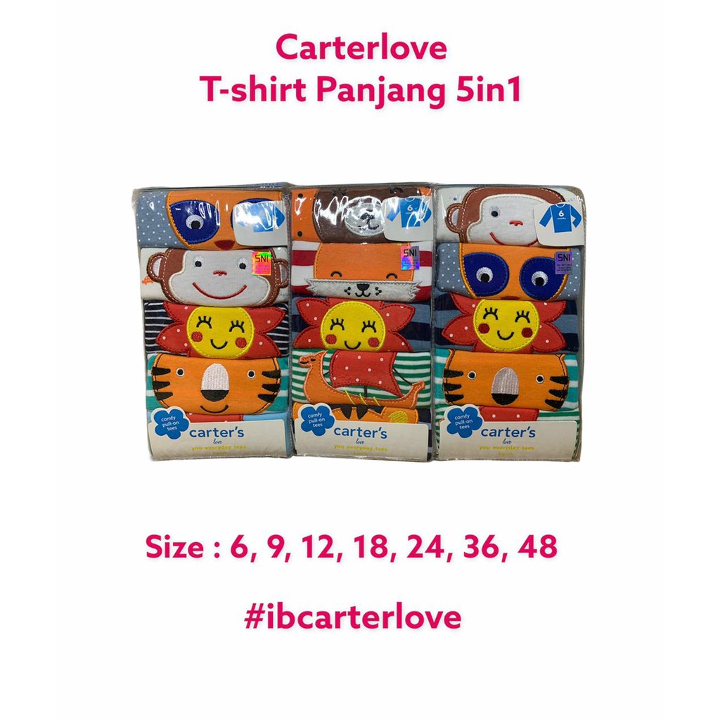 Carterlove Tee Premium 5in1 Panjang - Carter Tee Premium 6-48 Bulan Boy