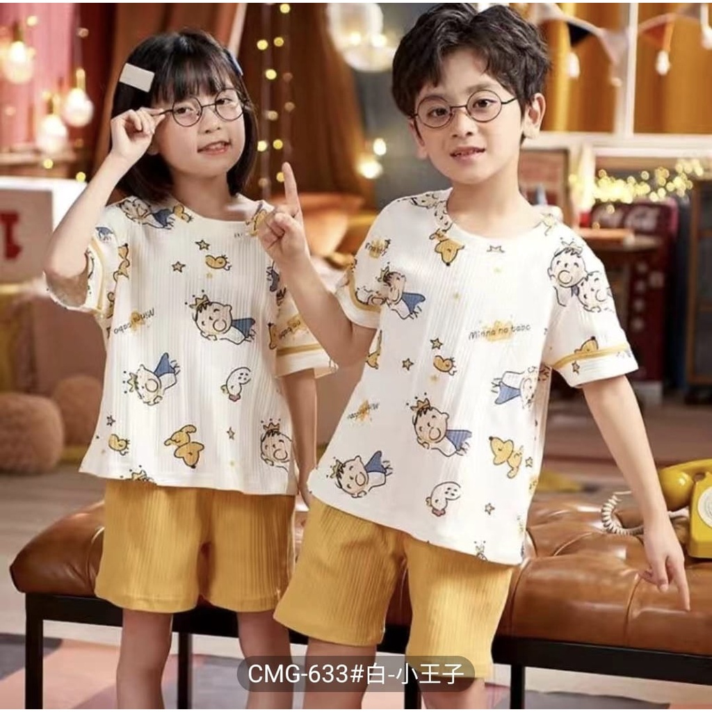 Setelan hotpant anak cewek cowok/baju tidur/piyama anak import