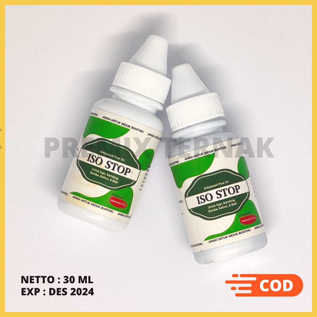 ISO STOP 30ml - Like Pramectin RV - Obat Antiparasit Tetes Kutu dan Gudik Domba Kambing, Sapi, Babi dan Kelinci