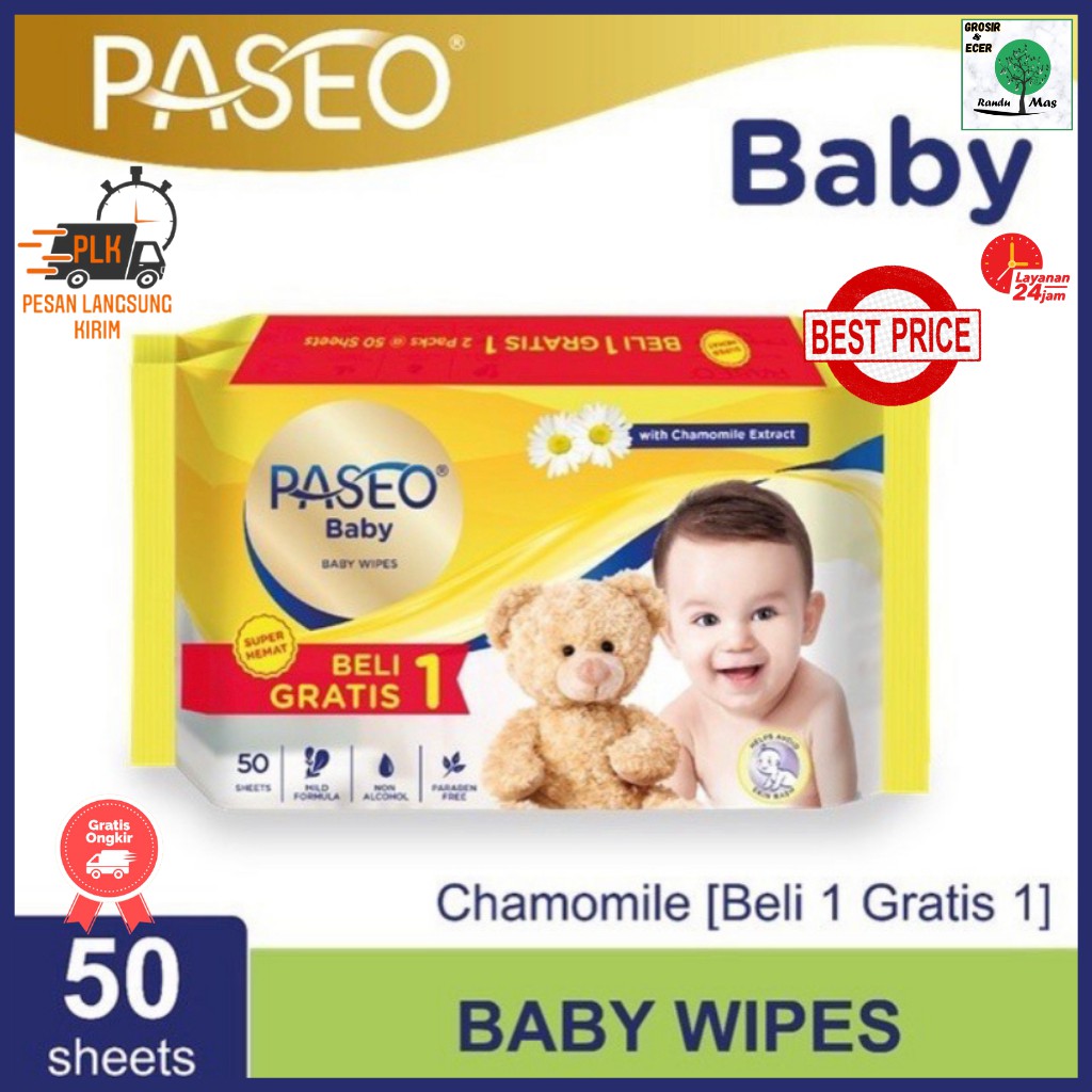 Tissue Basah Bayi Tisu Basah Paseo Baby Wipes Isi 50 sheets Buy 1 Get 1 - Tissue Basah Grosir