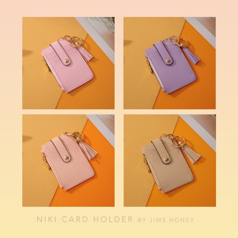 Dompet Kartu Gantungan Jims Honey Niki Card Holder Kunci Tas Lilac Cream Pink Mini Kecil