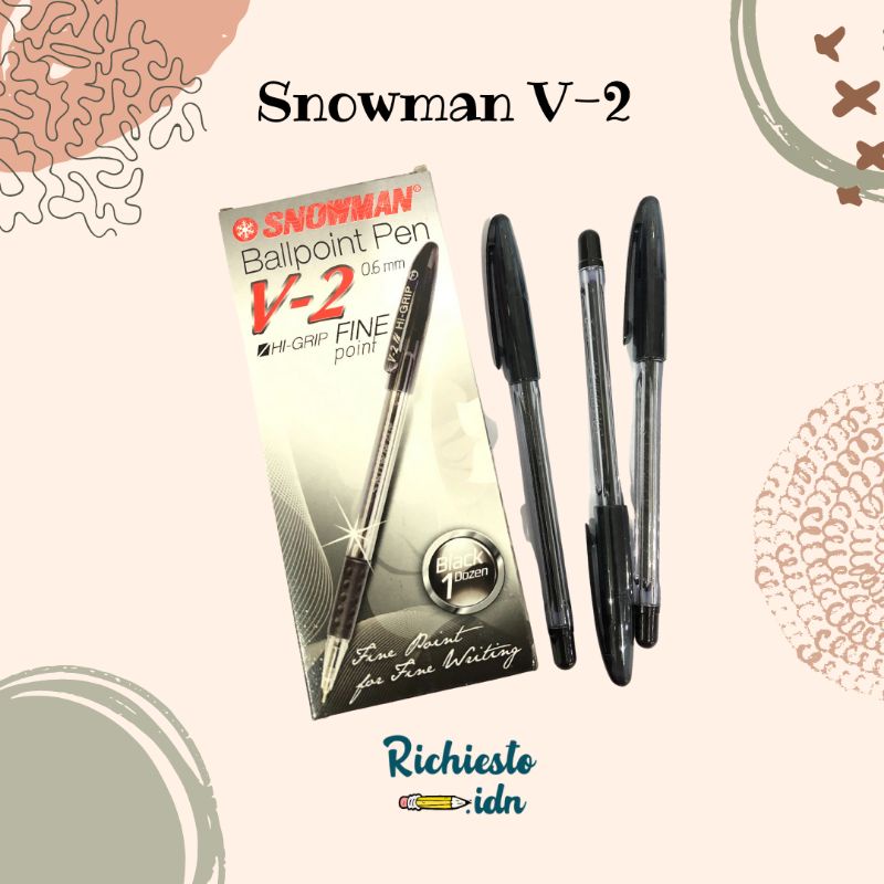 

(PERLUSIN)Pulpen Snowman V-2 Hitam 0.6mm