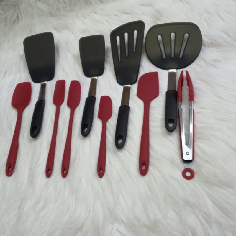 10 pc spatula set Masak cooking silicon tahan panas TURNER lentur