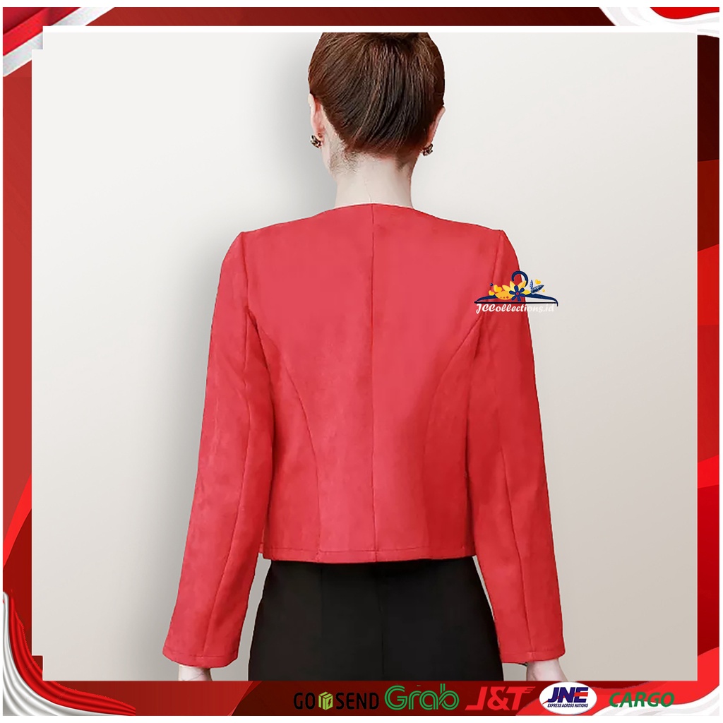 Blazer Kerja Kantor Wanita Korean Style Mutiara List Xavierra - JCCollections