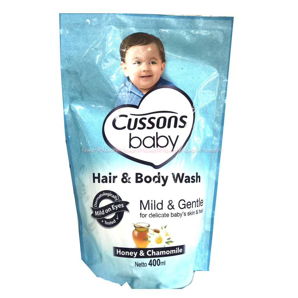 Cussons Baby Hair And Body Wash 400ml Mild And Gantle Sabun Dan Sampo Bayi Isi Ulang Refil biru