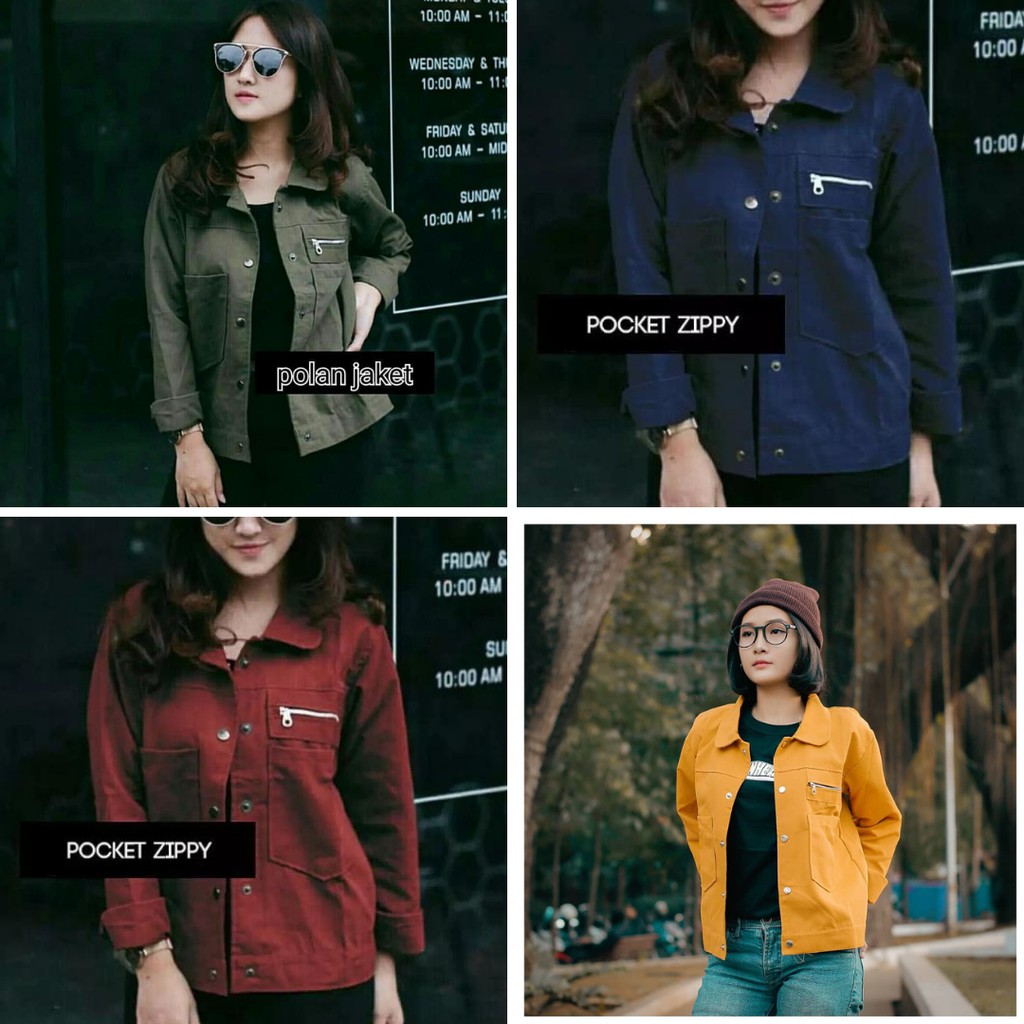 Polan Jaket - Jaket Pocket Zippy Wanita