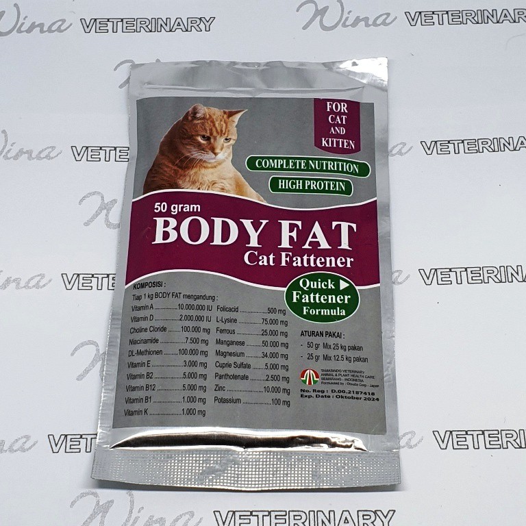 Jual Body Fat Cat 50 gram Penggemuk kucing super cepat bentuk powder
