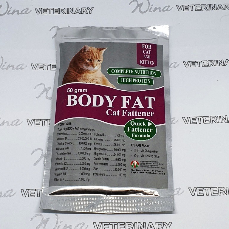 Body Fat Cat 50 gram Penggemuk kucing super cepat bentuk powder - BODY FAT Cat Penambah Berat Badan 