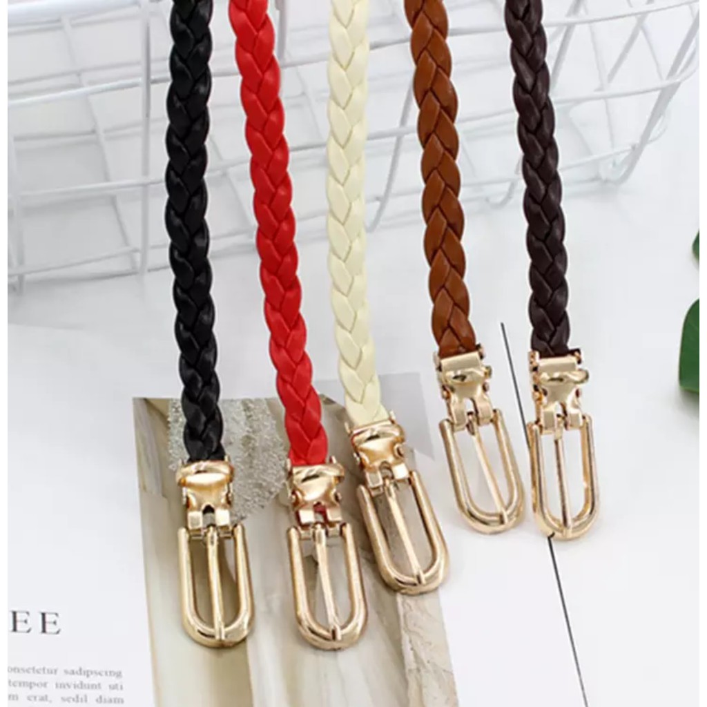 Ikat Pinggang KECIL IMPOR THIN KEPANG Fashion Korea Women Gasper Pin Buckle PU Leather Belt