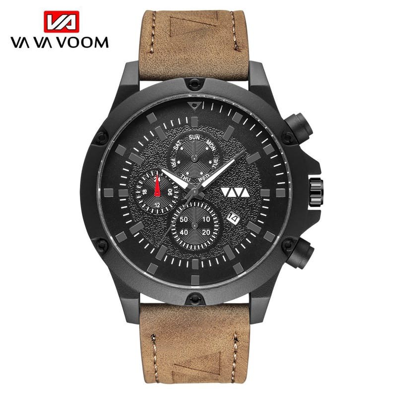 Jam Tangan korea Pria  VAVA VOOM 100% Original Quartz Kulit Men