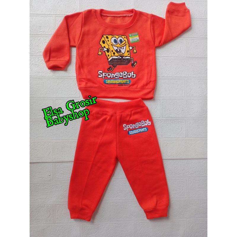 Jaket Bayi Sweater bayi Stelan Bayi Motif SPONGEBOB-Orange